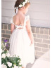 Ivory Lace Tulle Open Back Flower Girl Dress